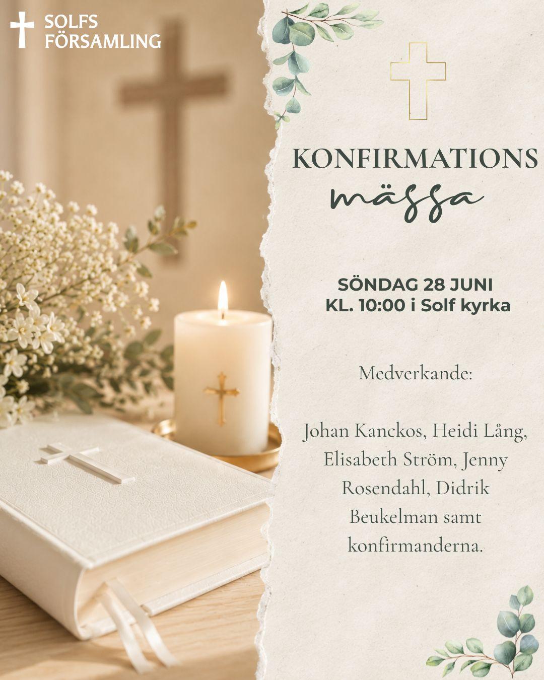Välkommen på konfirmationsmässa 28.6!